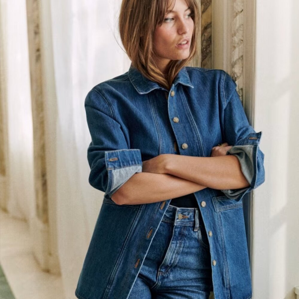 NWT Sézane Will Jacket -- Denim Blue -- Size M